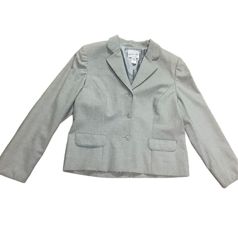 Vintage Pendleton womens gray 98% wool short line‎ blazer size 16